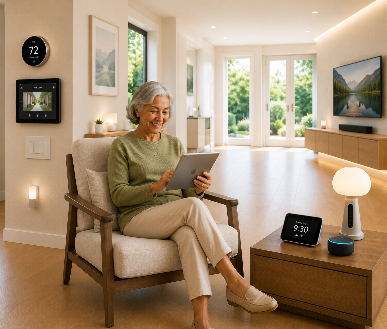 A bright, comfortable home representing a safe and independent living environment.